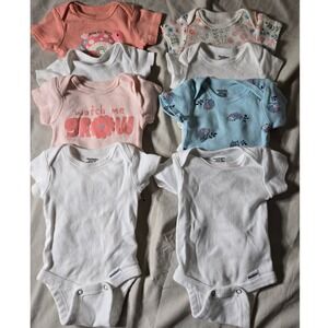 Gerber Newborn Onesies 8 Pack Cotton Short Sleeve Bodysuits Pink Blue White 0M
